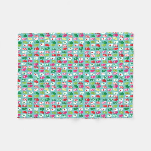 Kerstfeestdag Mittens Pattern Fleece Deken (Voorkant (Horizontaal))