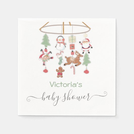 Kerstfeestdag mobiel Baby shower Servet (Voorkant)