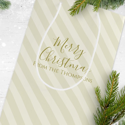 Kerstfeestdag Modern minimalistische gouden strepe Medium Cadeauzakje