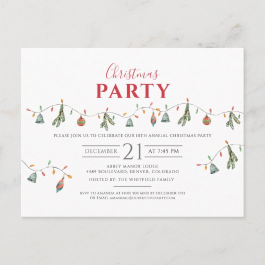 Kerstfeestdag Modern Rustic Uitnodiging Briefkaart (Voorkant)