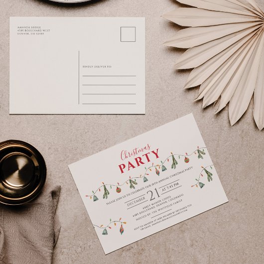 Kerstfeestdag Modern Rustic Uitnodiging Briefkaart