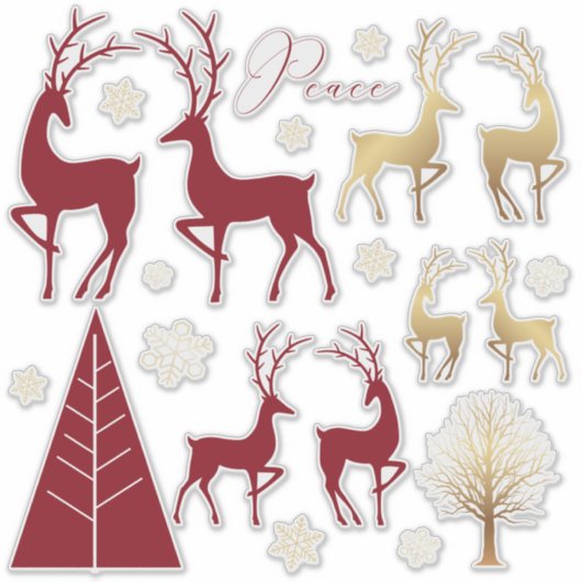 Kerstfeestdag moderne elementen rood goud sticker (Voorkant)