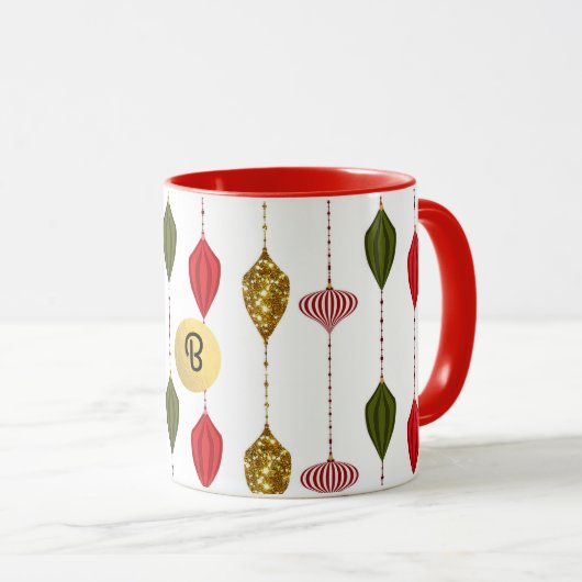 Kerstfeestdag  moderne glam-versieringen mok (Voorkant rechts)