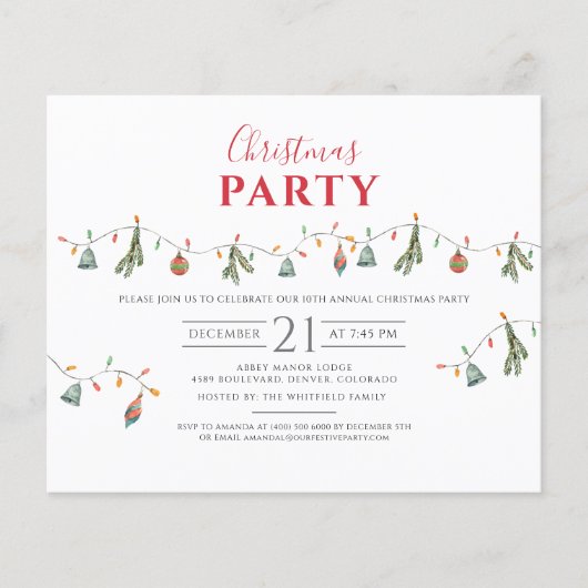 Kerstfeestdag - Moderne uitnodiging voor de begrot (Voorkant)