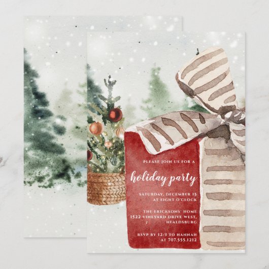  Kerstfeestdag Moderne  Waterverf Kaart (Voorkant / Achterkant)