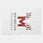Kerstfeestdag Monogram Antlers die overeenkomen me Theedoek (Horizontaal)