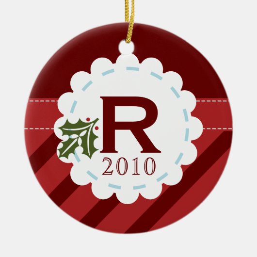 kerstfeestdag monogram keramisch ornament (Voorkant)