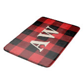 Kerstfeestdag Monogram Red Black Gingham Badmat (Gekanteld)