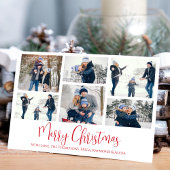 Kerstfeestdag Multi 6-foto Red Snowflake Feestdagenkaart