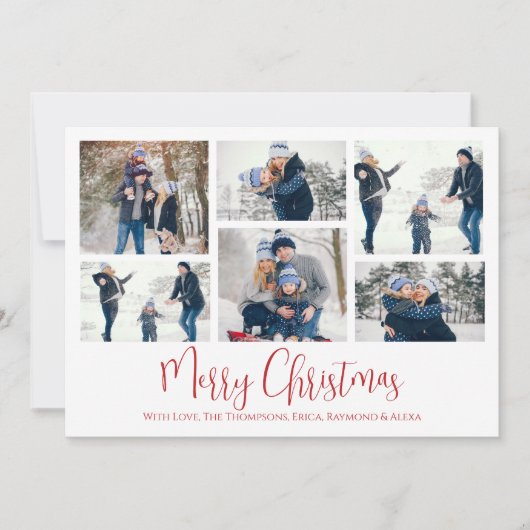 Kerstfeestdag Multi 6 Foto Rustic Green Pset Feestdagenkaart (Voorkant)