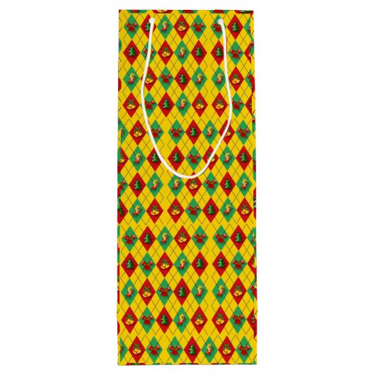 kerstfeestdag nieuwjaargeest wijn cadeautas (Achterkant)