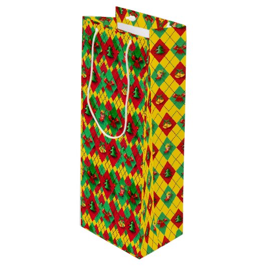 kerstfeestdag nieuwjaargeest wijn cadeautas (Voorkant Gekanteld)