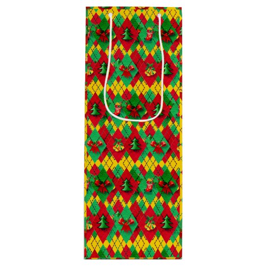 kerstfeestdag nieuwjaargeest wijn cadeautas (Voorkant)