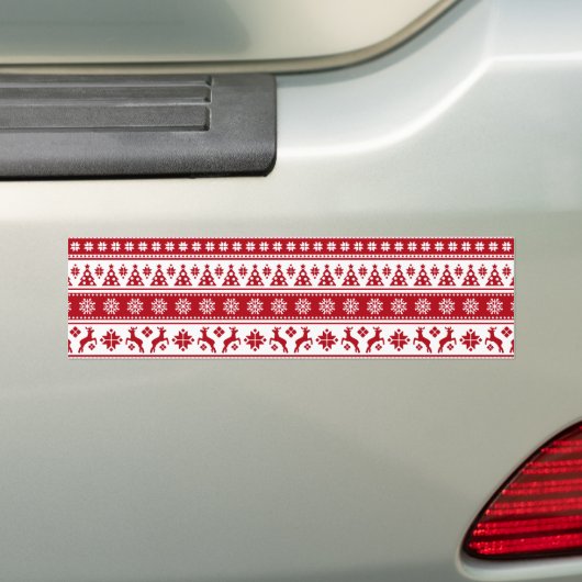 Kerstfeestdag Nordic Pattern Cozy Bumpersticker (Op auto)