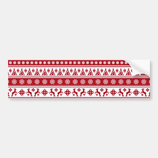 Kerstfeestdag Nordic Pattern Cozy Bumpersticker (Voorkant)