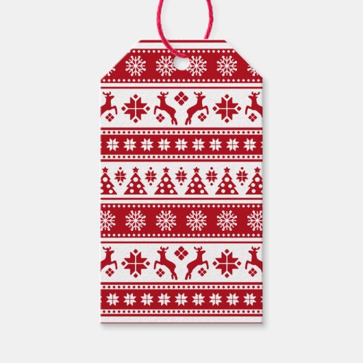 Kerstfeestdag Nordic Pattern Cozy Cadeaulabel (Voorkant)