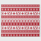 Kerstfeestdag Nordic Pattern Cozy Cadeaupapier (Vlak)