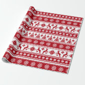 Kerstfeestdag Nordic Pattern Cozy Cadeaupapier (Uitgerold)