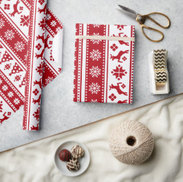 Kerstfeestdag Nordic Pattern Cozy Cadeaupapier