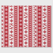 Kerstfeestdag Nordic Pattern Cozy Cadeaupapier (Vlak)