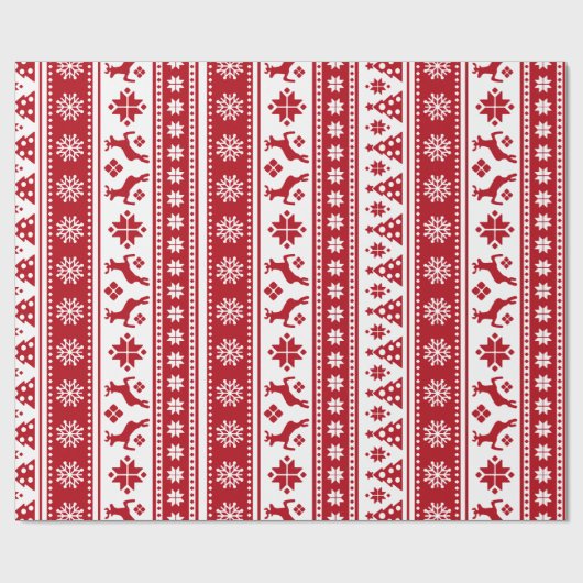 Kerstfeestdag Nordic Pattern Cozy Cadeaupapier (Vlak)