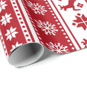 Kerstfeestdag Nordic Pattern Cozy Cadeaupapier (Rol Hoek)