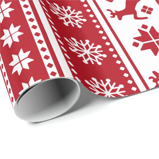Kerstfeestdag Nordic Pattern Cozy Cadeaupapier (Rol Hoek)