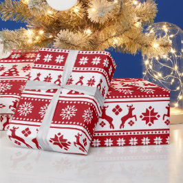 Kerstfeestdag Nordic Pattern Cozy Cadeaupapier