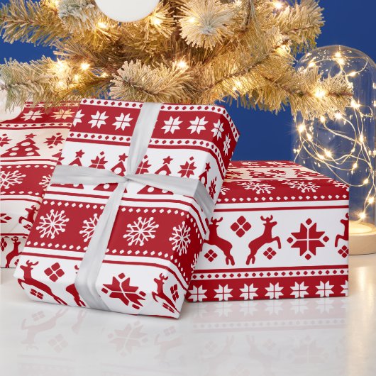 Kerstfeestdag Nordic Pattern Cozy Cadeaupapier (Feestdagen)