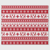 Kerstfeestdag Nordic Pattern Cozy Cadeaupapier (Vlak)