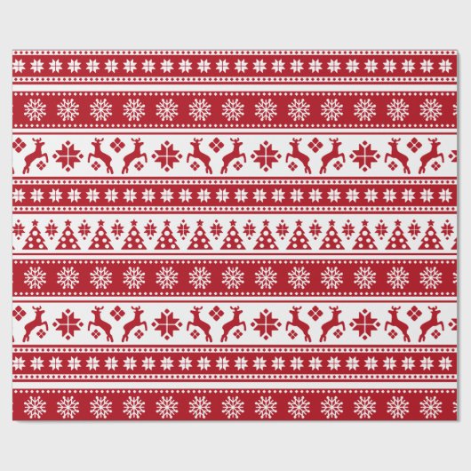Kerstfeestdag Nordic Pattern Cozy Cadeaupapier (Vlak)
