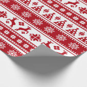 Kerstfeestdag Nordic Pattern Cozy Cadeaupapier (Hoek)