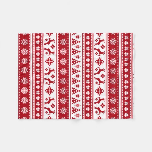 Kerstfeestdag Nordic Pattern Cozy Fleece Deken (Voorkant (Horizontaal))