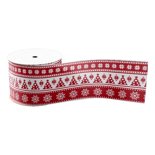 Kerstfeestdag Nordic Pattern Cozy Grosgrain Lint (Spoel)