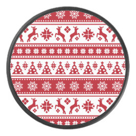 Kerstfeestdag Nordic Pattern Cozy Hockey Puck