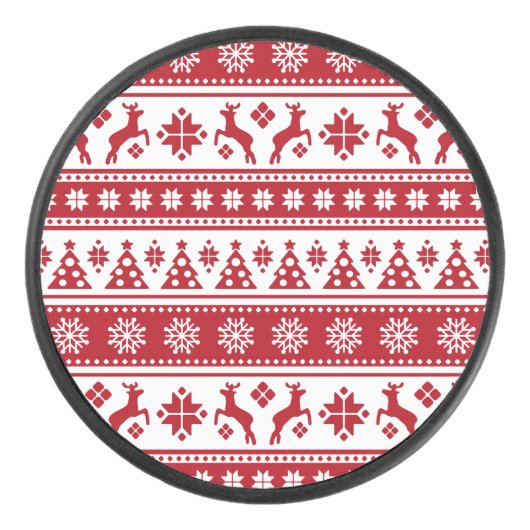 Kerstfeestdag Nordic Pattern Cozy Hockey Puck (Voorkant)