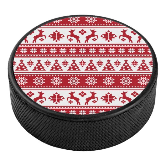 Kerstfeestdag Nordic Pattern Cozy Hockey Puck (3/4)