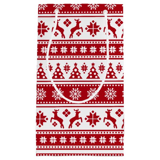 Kerstfeestdag Nordic Pattern Cozy Klein Cadeauzakje (Voorkant)