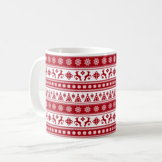 Kerstfeestdag Nordic Pattern Cozy Koffiemok (Voorkant links)