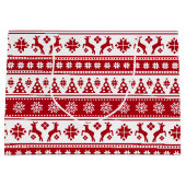 Kerstfeestdag Nordic Pattern Cozy Large Cadeautasje (Voorkant)