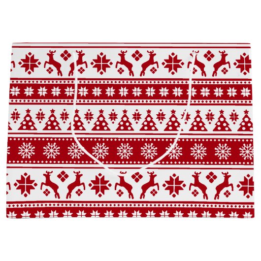 Kerstfeestdag Nordic Pattern Cozy Large Cadeautasje (Voorkant)