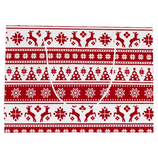 Kerstfeestdag Nordic Pattern Cozy Large Cadeautasje (Achterkant)