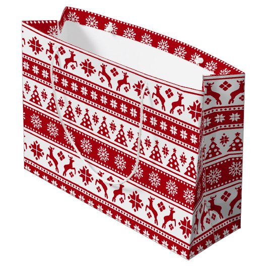 Kerstfeestdag Nordic Pattern Cozy Large Cadeautasje (Achterkant Gekanteld)