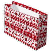 Kerstfeestdag Nordic Pattern Cozy Large Cadeautasje (Voorkant Gekanteld)