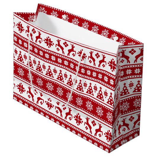 Kerstfeestdag Nordic Pattern Cozy Large Cadeautasje (Voorkant Gekanteld)