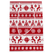 Kerstfeestdag Nordic Pattern Cozy Medium Cadeauzakje (Voorkant)