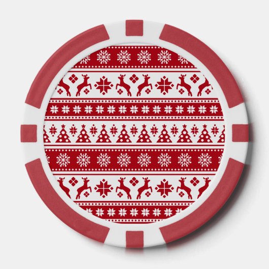 Kerstfeestdag Nordic Pattern Cozy Pokerchips (Voorkant)
