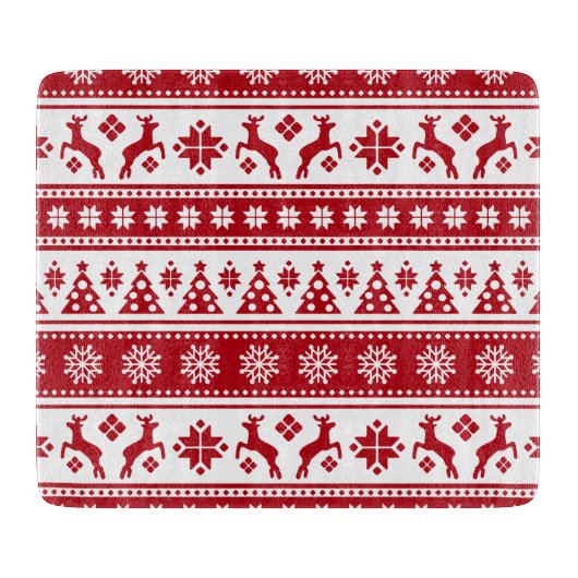 Kerstfeestdag Nordic Pattern Cozy Snijplank (Voorkant)