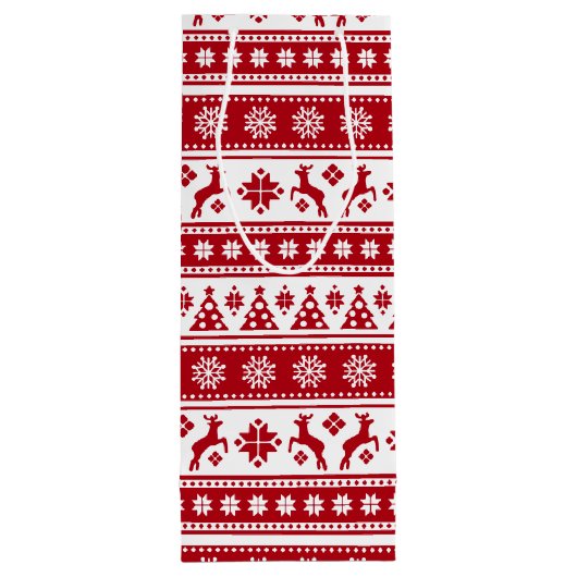 Kerstfeestdag Nordic Pattern Cozy Wijn Cadeautas (Achterkant)