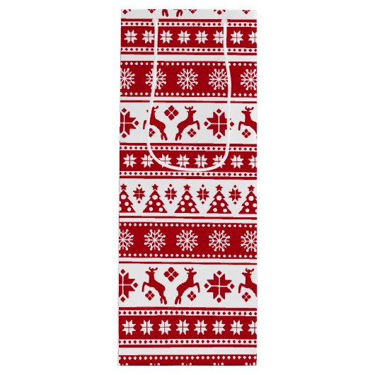 Kerstfeestdag Nordic Pattern Cozy Wijn Cadeautas (Voorkant)